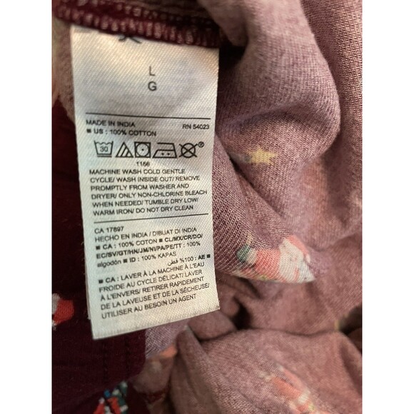 Old Navy L Large Red Santa Flannel Drawstring Cotton Pajama Lounge Pants - Picture 4 of 7